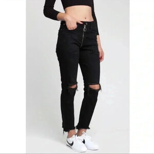 Pistola ‘Nico Into The Void’ Distressed  Ring Zipper Black Denim Jeans Size 25